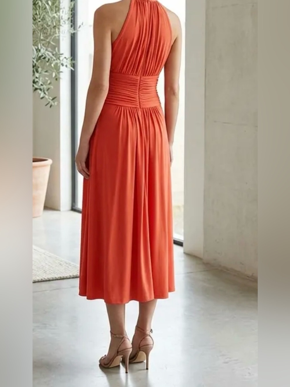 Jones Wear Midi Coral Dress Sz 12 Formal Elegant 
 Vibrant Party Wedding guest - Picture 7 of 10